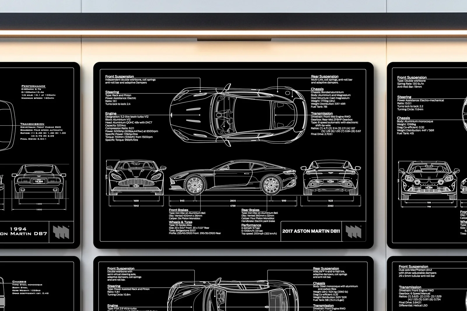 2017 Aston Martin DB11, close on the workshop wall