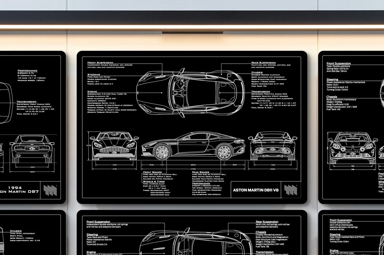 2018 Aston Martin DB11 V8, close on the workshop wall