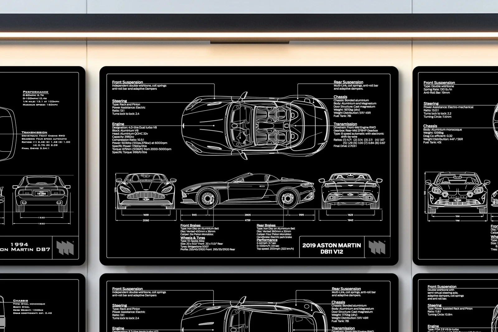 2019 Aston Martin DB11 Volante, close on the workshop wall
