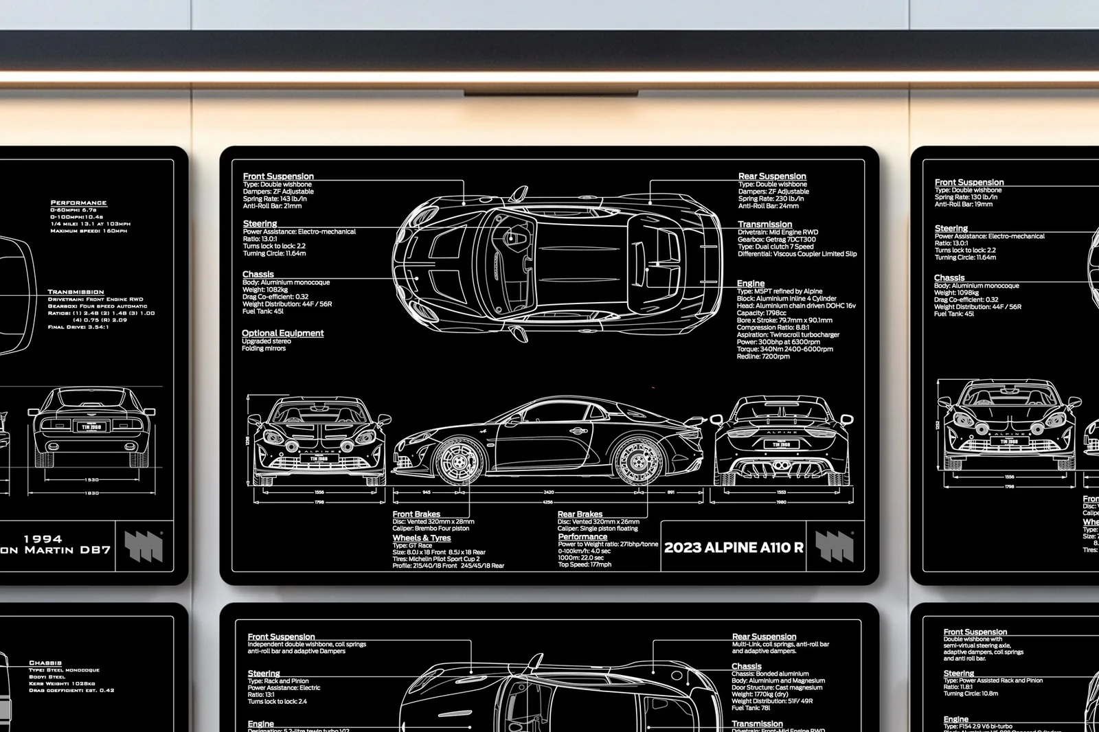 2023 Alpine A110 R, close on the workshop wall