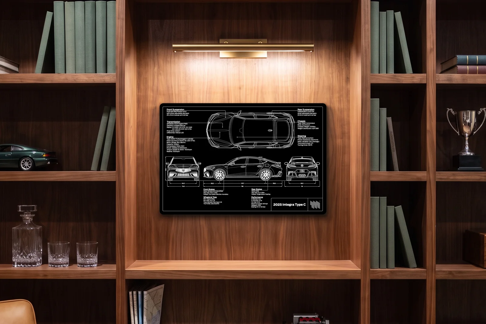 2025 Acura Integra Type C, in a walnut library, landscape