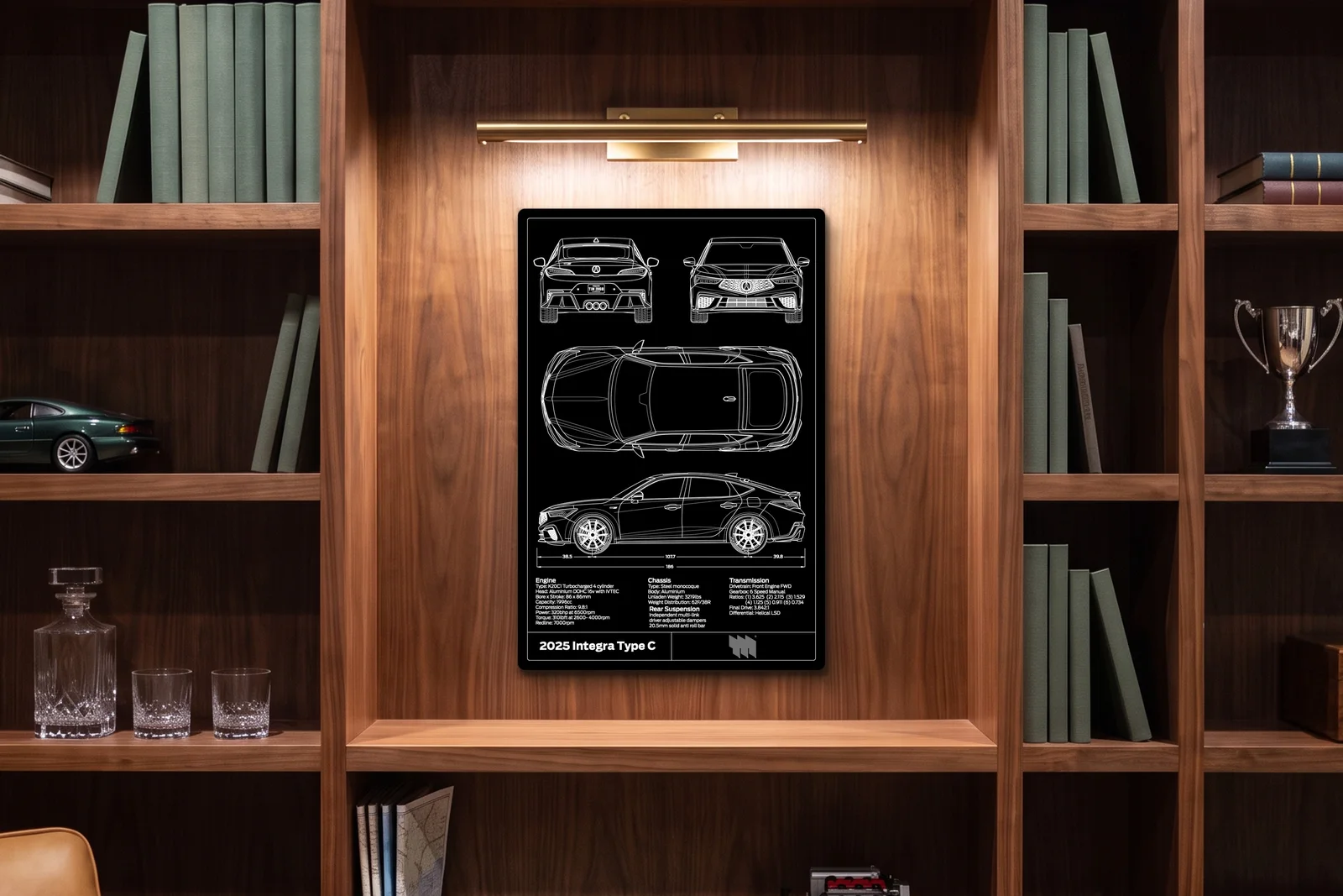 2025 Acura Integra Type C, in a walnut library, portrait