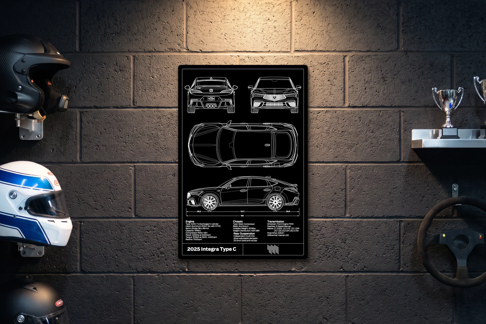 2025 Acura Integra Type C, on a racing wall, portrait