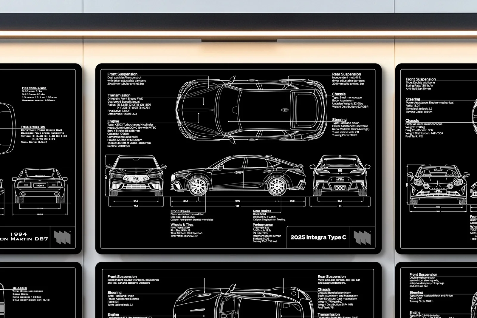 2025 Acura Integra Type C, close on the workshop wall