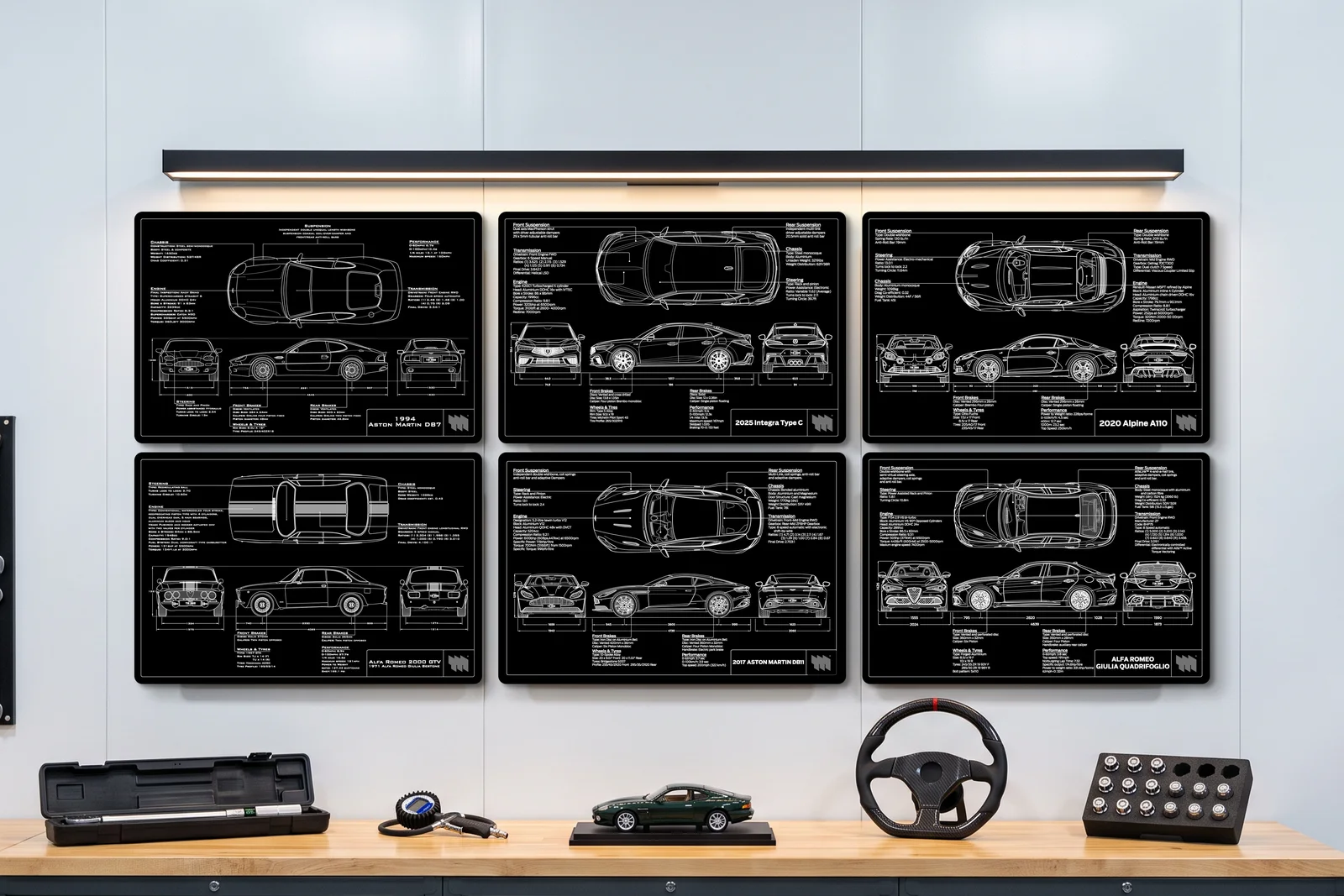 2025 Acura Integra Type C, one of six on a workshop wall